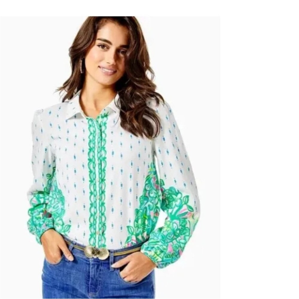 Lilly Pulitzer Tavia top blouse coconut row size XL NWT MSRP 148.00